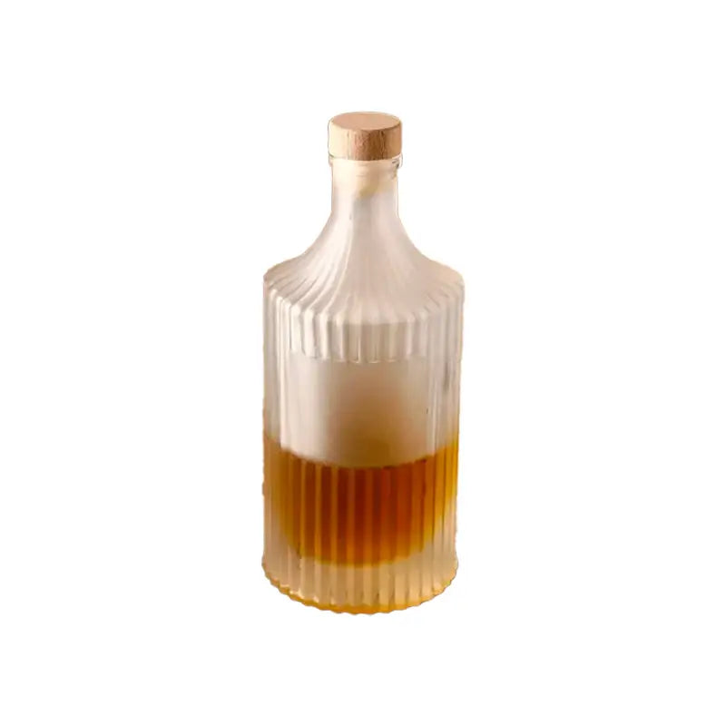 Carafe à whisky givrée 500ml en verre avec bouchon hermétique en bois