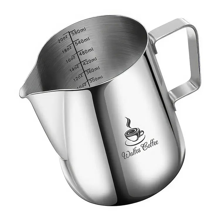 Stainless steel milk pitcher with graduated scale - Multi-formats